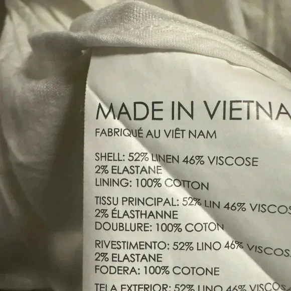 Club Monaco Linen Blazer Long Sleeves Front Button Collared Neck ivory Size 4 - Picture 4 of 8